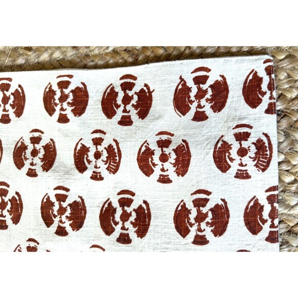 NEW John Robshaw Textiles Cotton Placemat 19" x 14" Brown Block Print - Picture 2 of 6